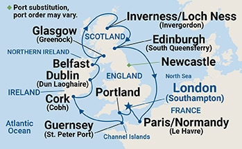 12 Night British Isles Cruise On Emerald Princess Departing From Southampton itinerary map