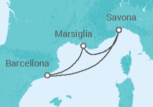 3 Night Mediterranean Cruise On Costa Fascinosa Departing From Savona itinerary map