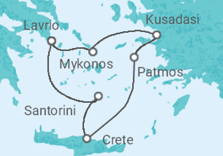 3 Night Greek Islands Cruise On Celestyal Olympia Departing From Lavrion (Athens) itinerary map