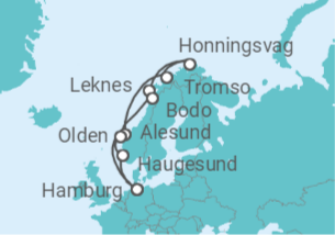 14 Night Norwegian Fjords Cruise On Costa Favolosa Departing From Hamburg itinerary map