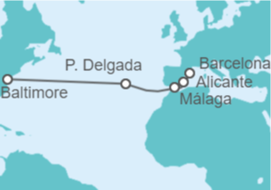 12 Night Transatlantic Cruise On Carnival Legend Departing From Baltimore itinerary map