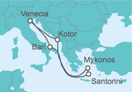 7 Night Eastern Mediterranean Cruise On MSC Sinfonia Departing From Venice itinerary map