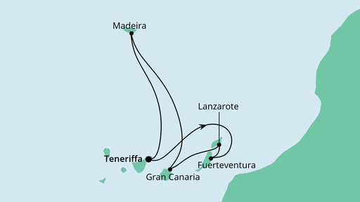 7 Night Canary Islands Cruise On AIDAnova Departing From Santa Cruz (Tenerife) itinerary map
