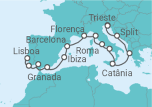 15 Night Mediterranean Cruise On Norwegian Star Departing From Trieste itinerary map