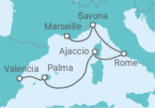 6 Night Mediterranean Cruise On Costa Diadema Departing From Marseille itinerary map