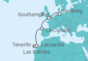 9 Night Repositioning Cruise On MSC Bellissima Departing From Santa Cruz (Tenerife) itinerary map