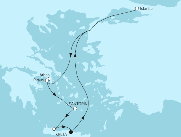 7 Night Greek Islands Cruise On Mein Schiff Herz Departing From Heraklion(Crete) itinerary map