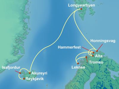 11 Night Northern Europe Cruise On Norwegian Star Departing From Tromso itinerary map