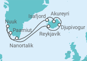 10 Night Iceland Cruise On Norwegian Star Departing From Reykjavik itinerary map