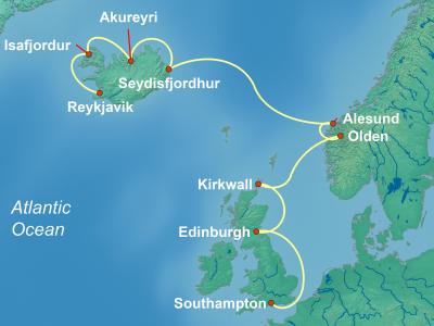 11 Night Northern Europe Cruise On Norwegian Star Departing From Reykjavik itinerary map