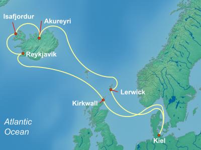 11 Night Northern Europe Cruise On MSC Fantasia Departing From Kiel itinerary map