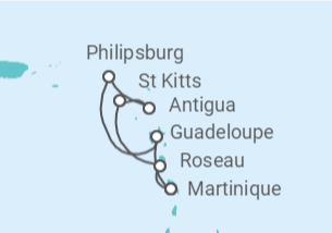 7 Night Caribbean Cruise On MSC Seaside Departing From Fort De France itinerary map