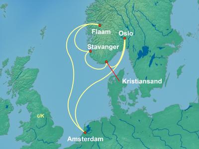 7 Night Norwegian Fjords Cruise On Rotterdam Departing From Amsterdam itinerary map