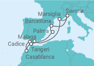 11 Night Mediterranean Cruise On Costa Favolosa Departing From Savona itinerary map