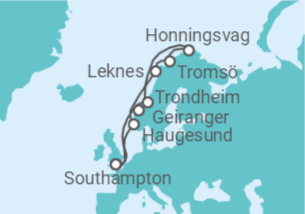 12 Night Norwegian Fjords Cruise On Queen Victoria Departing From Southampton itinerary map