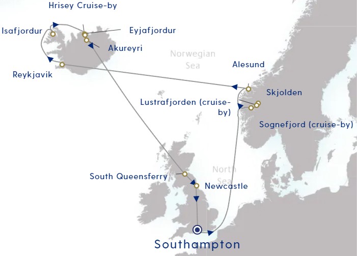16 Night Norwegian Fjords Cruise On Arcadia Departing From Southampton itinerary map