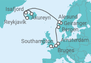 11 Night Iceland Cruise On Norwegian Prima Departing From Southampton itinerary map