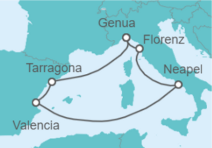 7 Night Mediterranean Cruise On MSC Bellissima Departing From Genoa itinerary map