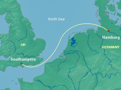 2 Night Northern Europe Cruise On Queen Mary 2 Departing From Southampton itinerary map