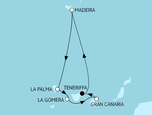 7 Night Canary Islands Cruise On Mein Schiff Herz Departing From Santa Cruz (Tenerife) itinerary map