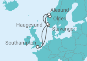 7 Night Norwegian Fjords Cruise On Iona Departing From Southampton itinerary map