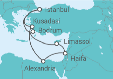 11 Night Eastern Mediterranean Cruise On Costa Venezia Departing From Istanbul itinerary map