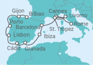 11 Night Mediterranean Cruise On Norwegian Gem Departing From Civitavecchia Rome itinerary map