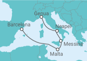 5 Night Mediterranean Cruise On MSC World Europa Departing From Genoa itinerary map