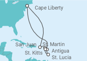 11 Night Caribbean Cruise On Anthem of the Seas Departing From Cape Liberty itinerary map