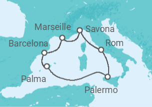7 Night Mediterranean Cruise On Costa Smeralda Departing From Barcelona itinerary map