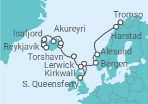 14 Night Northern Europe Cruise On Norwegian Star Departing From Tromso itinerary map