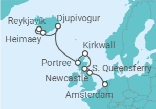 10 Night British Isles Cruise On Nieuw Statendam Departing From Reykjavik itinerary map