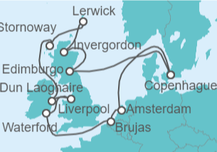 14 Night British Isles Cruise On Nieuw Statendam Departing From Copenhagen itinerary map