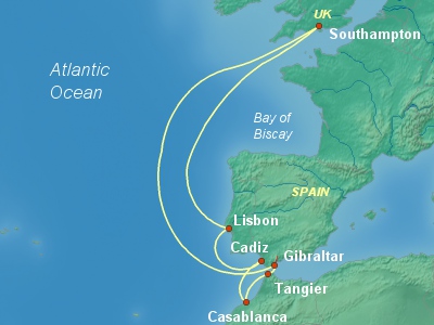 10 Night Atlantic Coast Cruise On Queen Victoria Departing From Southampton itinerary map