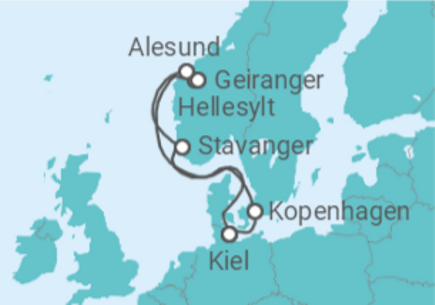 7 Night Norwegian Fjords Cruise On Costa Diadema Departing From Kiel itinerary map