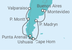 12 Night South America Cruise On Celebrity Infinity Departing From Valparaiso itinerary map