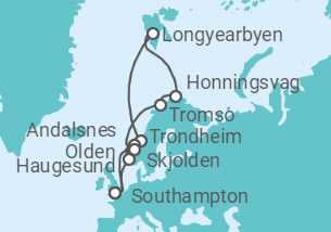 16 Night Norwegian Fjords Cruise On Island Princess Departing From Southampton itinerary map