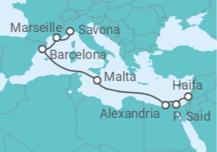 8 Night Mediterranean Cruise On Costa Pacifica Departing From Haifa itinerary map