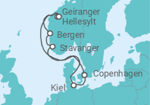 7 Night Norwegian Fjords Cruise On Costa Firenze Departing From Copenhagen itinerary map