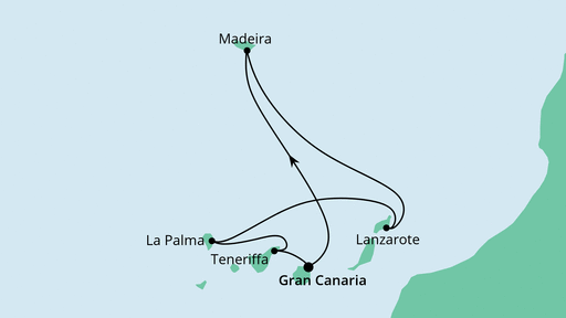 7 Night Canary Islands Cruise On AIDAmar Departing From Las Palmas Gran Canaria itinerary map