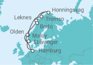 13 Night Norwegian Fjords Cruise On Costa Favolosa Departing From Hamburg itinerary map