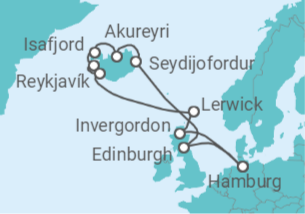 15 Night Iceland Cruise On Costa Favolosa Departing From Hamburg itinerary map