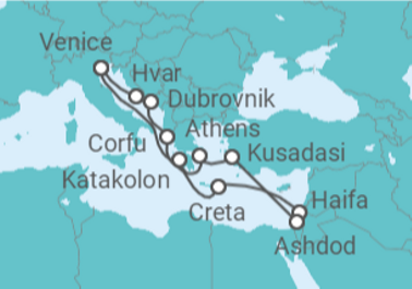 14 Night Mediterranean Cruise On Volendam Departing From Venice itinerary map