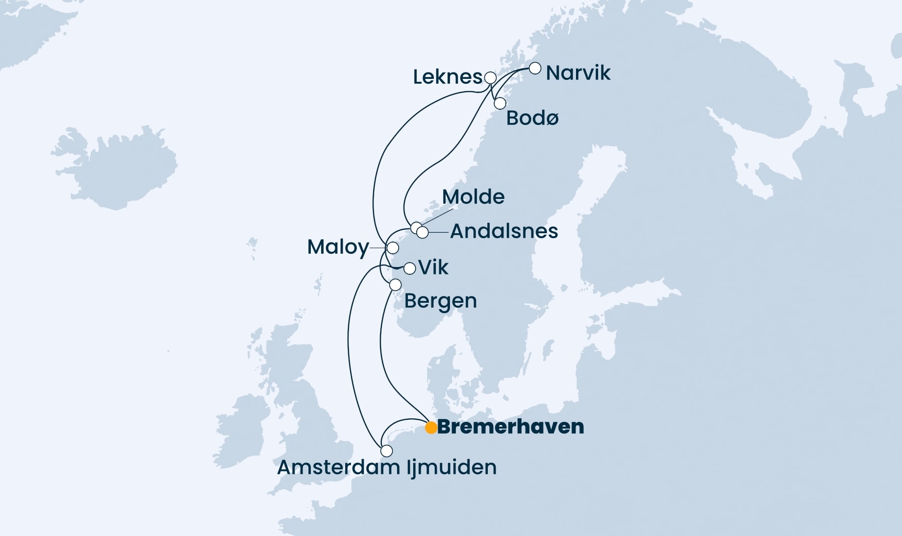 13 Night Norwegian Fjords Cruise On Costa Fortuna Departing From Bremerhaven itinerary map