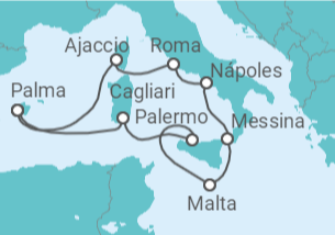 11 Night Mediterranean Cruise On AIDAstella Departing From Palma de Mallorca itinerary map