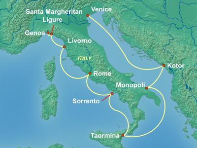 11 Night Mediterranean Cruise On Azamara Journey Departing From Genoa itinerary map