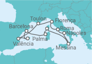 14 Night Mediterranean Cruise On Queen Victoria Departing From Civitavecchia Rome itinerary map