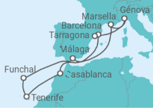 11 Night Canary Islands Cruise On MSC Magnifica Departing From Barcelona itinerary map
