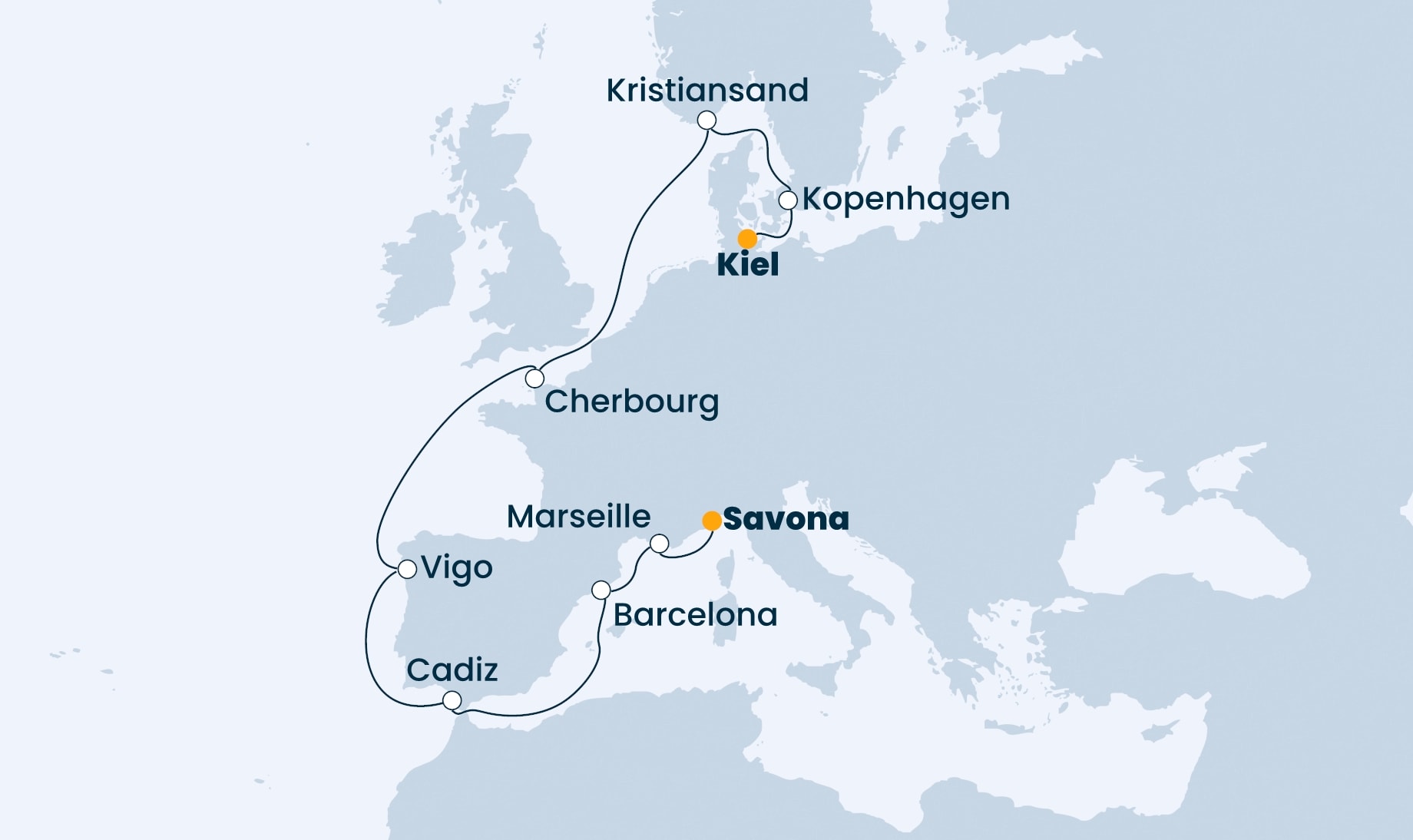 12 Night Repositioning Cruise On Costa Diadema Departing From Kiel itinerary map
