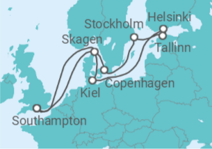 14 Night Baltic Sea Cruise On Britannia Departing From Southampton itinerary map